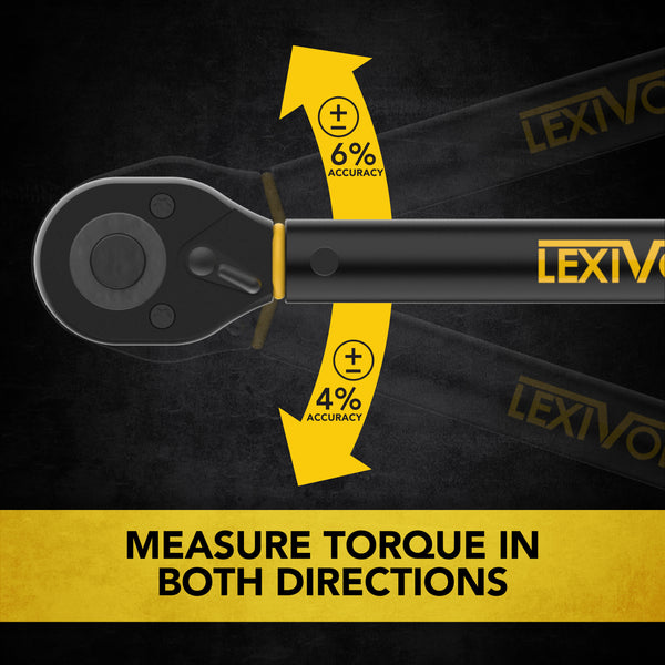LEXIVON Torque Wrench, 1/2-Inch Drive, Dual Scale 30–210 FT-LB (40.7–284.7 N·m), Premium Rubber-Grip Handle, Deluxe Hybrid Case (LX-TW12)