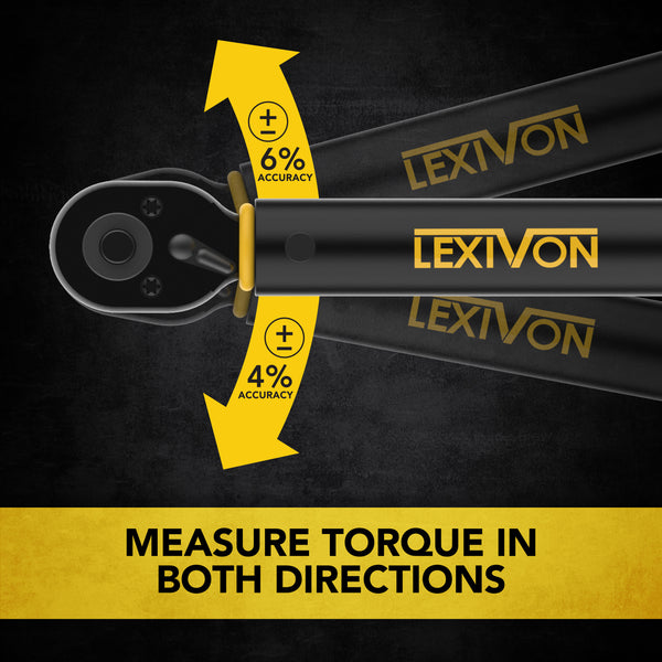 LEXIVON Torque Wrench, 1/4-Inch Drive, Dual Scale 30–250 IN-LB (3.4–28.2 N·m), Premium Rubber-Grip Handle, Deluxe Hybrid Case (LX-TW14)
