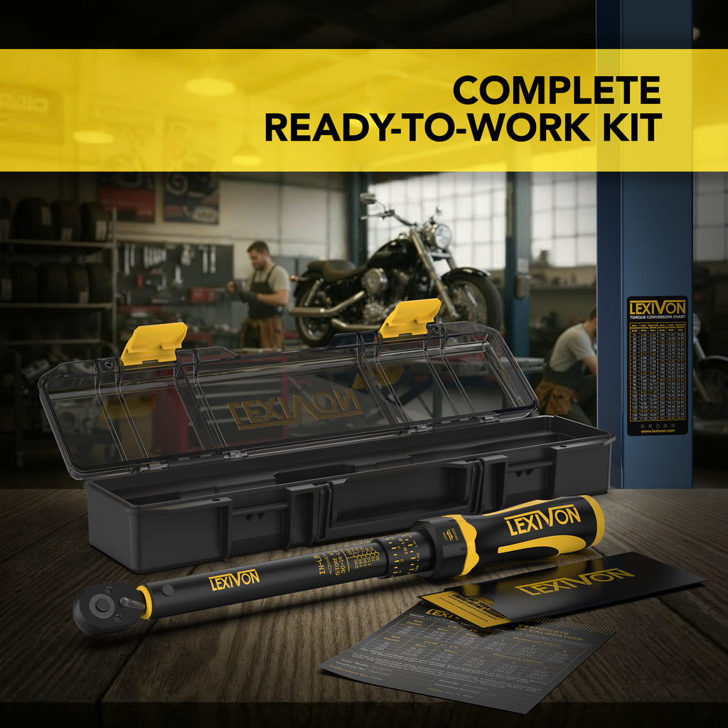 LEXIVON Torque Wrench, 1/4-Inch Drive, Dual Scale 30–250 IN-LB (3.4–28.2 N·m), Premium Rubber-Grip Handle, Deluxe Hybrid Case (LX-TW14)
