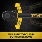 LEXIVON Torque Wrench, 3/8-Inch Drive, Dual Scale 20–120 FT-LB (27.1–162.7 N·m), Premium Rubber-Grip Handle, Deluxe Hybrid Case (LX-TW38)