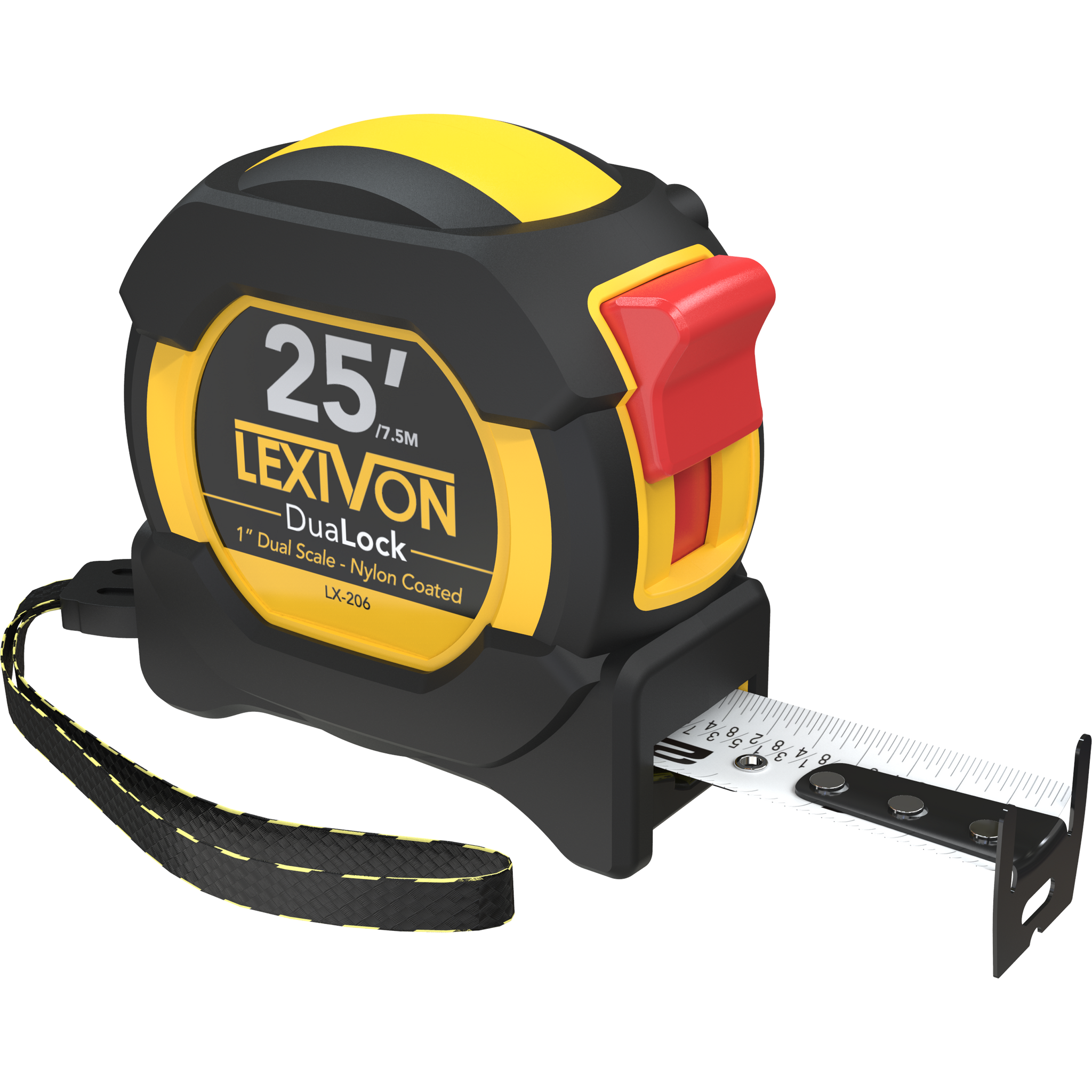 25Ft/7.5m DuaLock Tape Measure  1-Inch Wide Blade With Nylon Coating, –