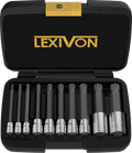 LEXIVON XZN Triple Square Spline Bit Socket Set, Extra Long 4-Inch | 10-Piece European Style M4 - M18, Premium S2 Alloy Steel | Enhanced Storage Case (LX-145L)