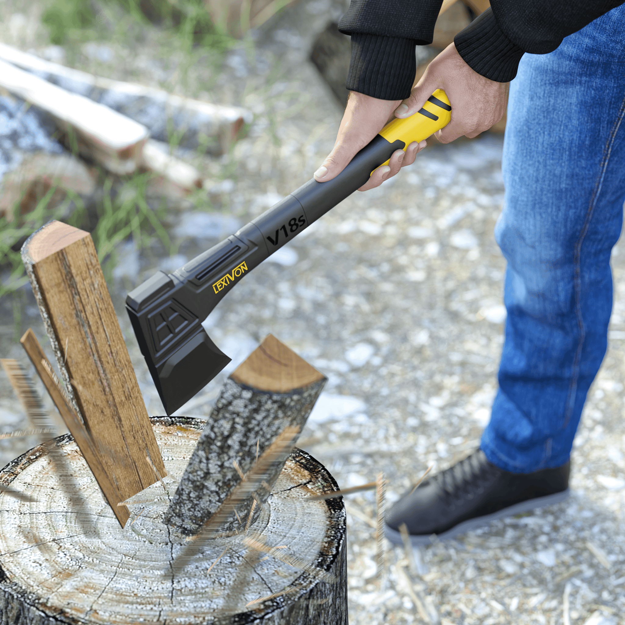 LEXIVON V18s Splitting Axe, 18-Inch Lightweight Fiber-glass