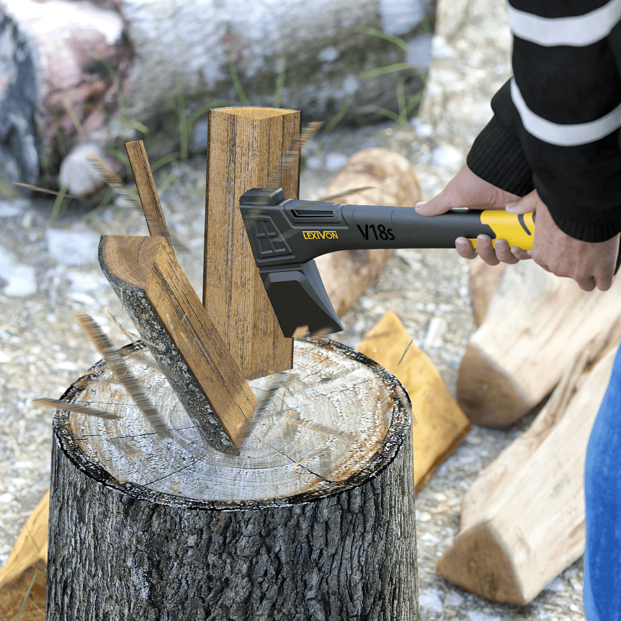 LEXIVON V18s Splitting Axe, 18-Inch Lightweight Fiber-glass