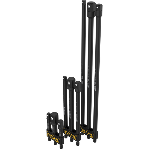 9-Piece Impact Grade Socket Adapter Set - 3", 6", and 12" Extension Bit With Holder | 1/4", 3/8", and 1/2" Drive, Adapt Your Power Drill To High Torque Impact Wrench (LX-106)