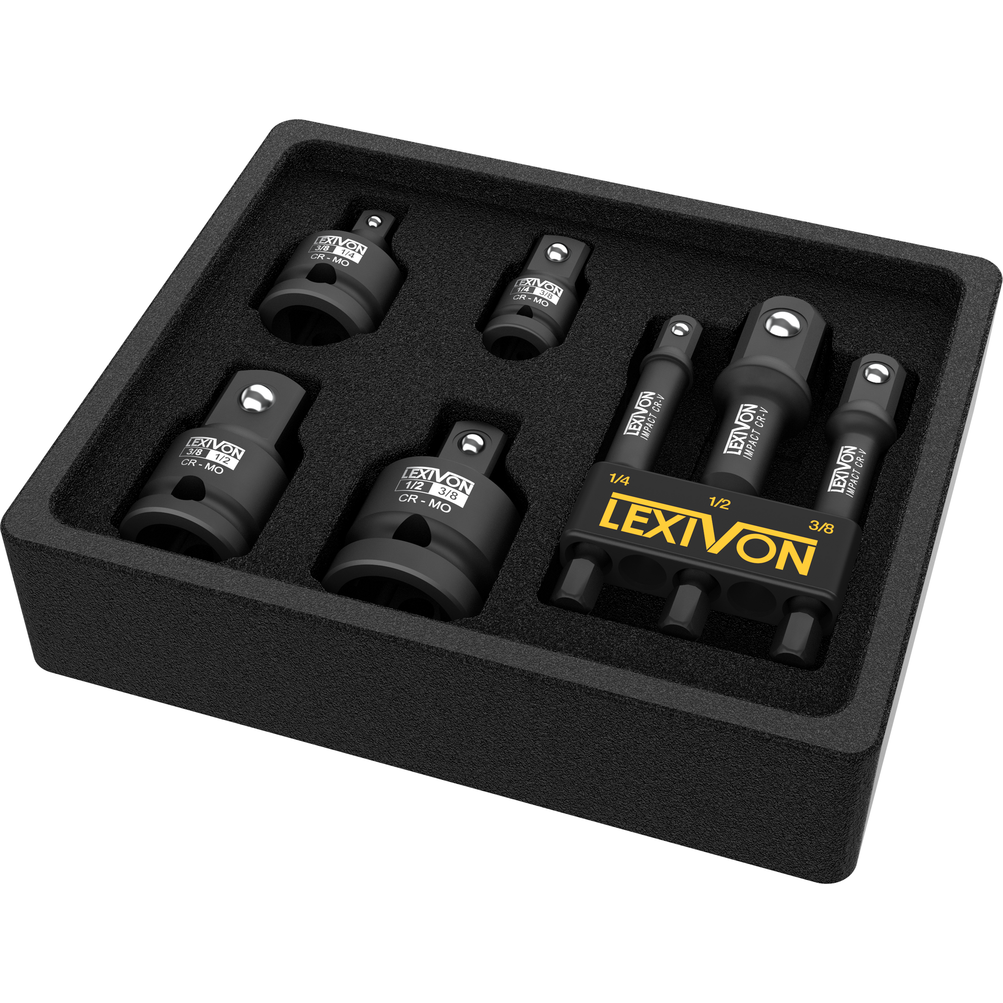 Impact Socket Adapter Combo Kit, 7-piece Increaser, Reducer