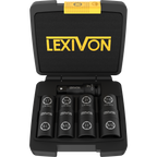 Lug Nut Impact Socket Set, 1/2-Inch Drive | Innovative 8-IN-4 Flip Socket Design, Covers Most Commonly Used Inch & Metric Wheel Nuts | Cr-Mo Steel = Full Impact Grade (LX-110)