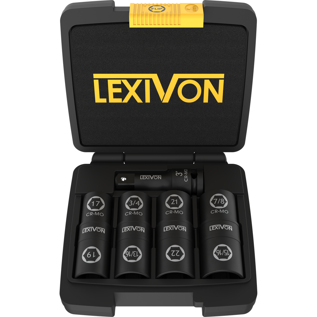 Lug Nut Impact Socket Set, 1/2-Inch Drive | Innovative 8-IN-4 Flip Lug Nut Impact Socket Set, 1/2-Inch Drive | Innovative 8-IN-4 Flip