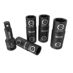 Lug Nut Impact Socket Set, 1/2-Inch Drive | Innovative 8-IN-4 Flip Socket Design, Covers Most Commonly Used Inch & Metric Wheel Nuts | Cr-Mo Steel = Full Impact Grade (LX-110)