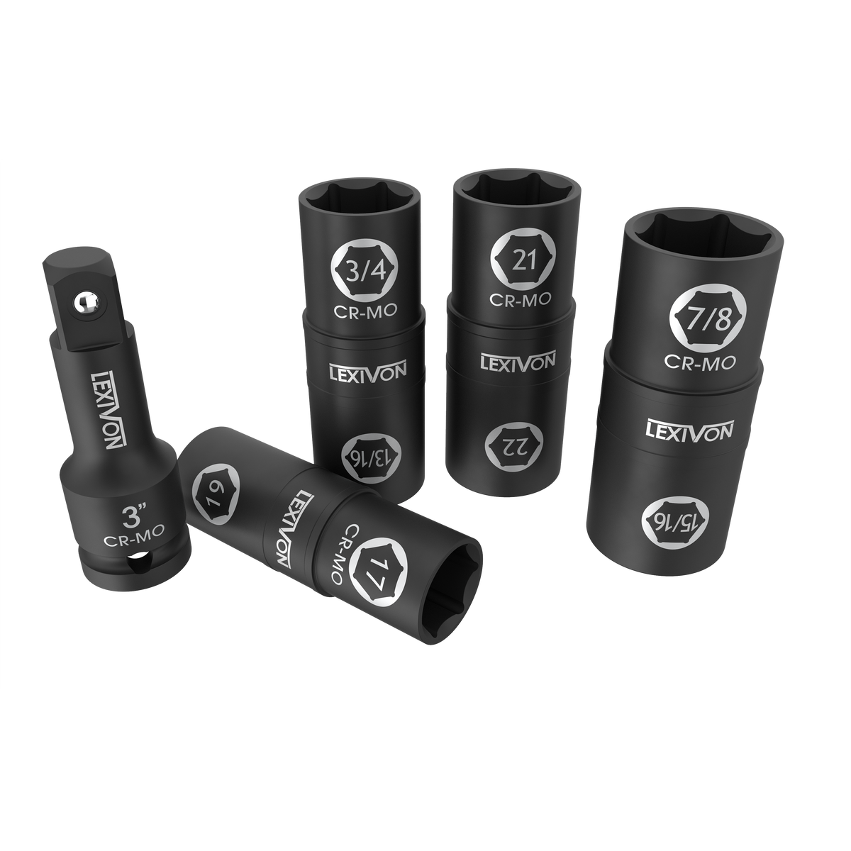 Lug Nut Impact Socket Set, 1/2-Inch Drive | Innovative 8-IN-4 Flip Socket Design, Covers Most Commonly Used Inch & Metric Wheel Nuts | Cr-Mo Steel = Full Impact Grade (LX-110)