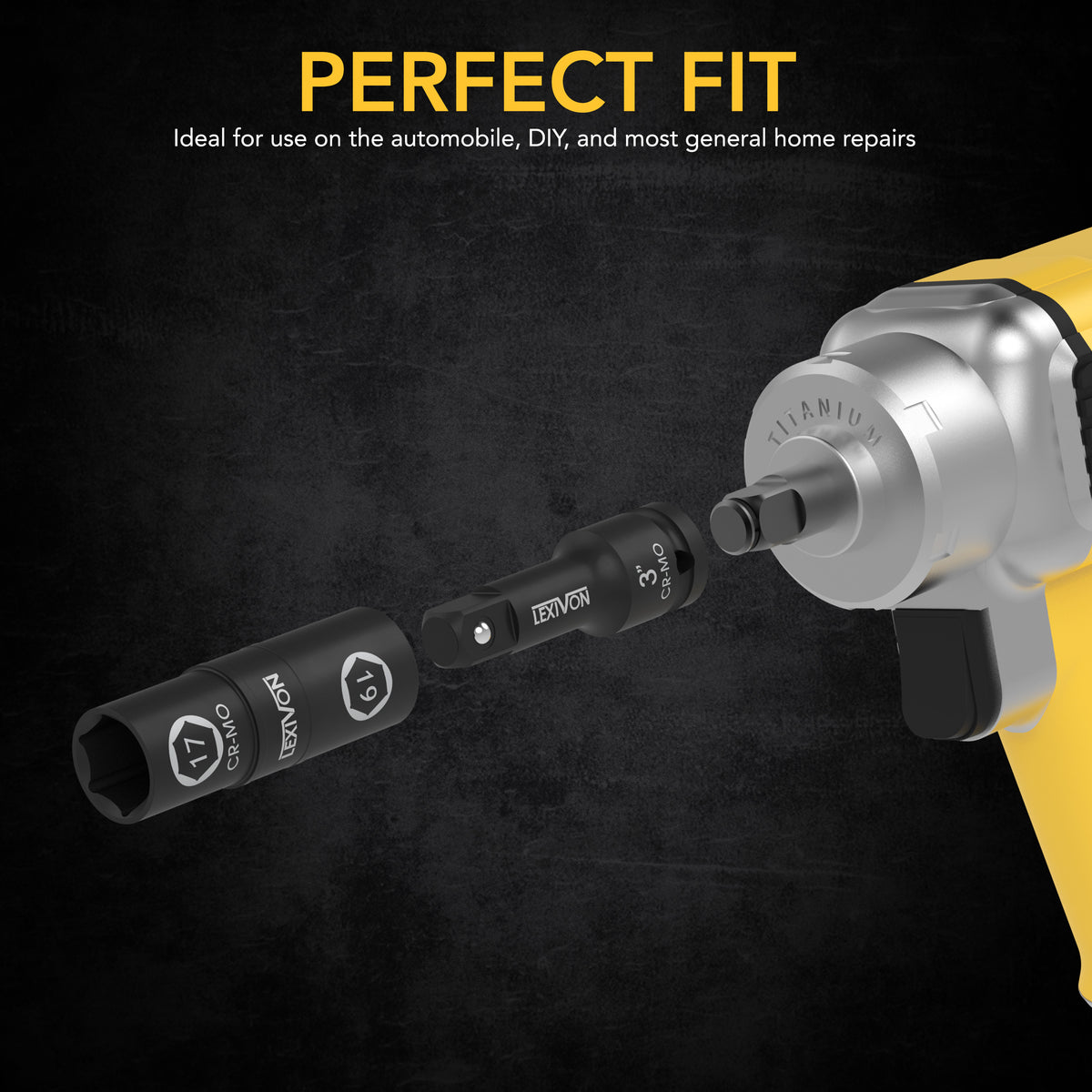 Lug Nut Impact Socket Set, 1/2-Inch Drive | Innovative 8-IN-4 Flip Socket Design, Covers Most Commonly Used Inch & Metric Wheel Nuts | Cr-Mo Steel = Full Impact Grade (LX-110)