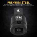 Impact Socket Adapter and Reducer 4-Piece Set | 1/4" - 3/8" - 1/2" Impact Driver Conversions, Chrome Molybdenum alloy steel (LX-112)