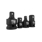 Impact Socket Adapter and Reducer 4-Piece Set | 1/4" - 3/8" - 1/2" Impact Driver Conversions, Chrome Molybdenum alloy steel (LX-112)