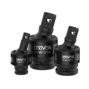LEXIVON Premium Impact Universal Joint Socket Swivel Set | 3-Piece Ball Spring Design 1/2", 3/8", and 1/4" U-Joint Drive | Cr-Mo Steel - Full Impact Grade (LX-113)