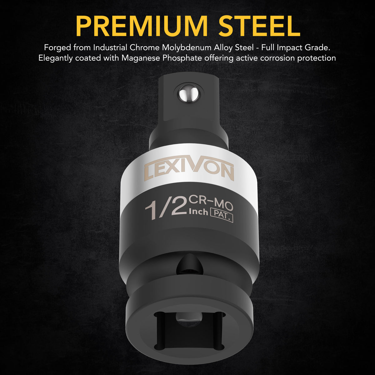 Impact Universal Joint - Patented SLIM Design | 3-Piece 1/2", 3/8", and 1/4" Socket Swivel Set | Chrome-Molybdenum Steel Full Impact Grade (LX-113-S)