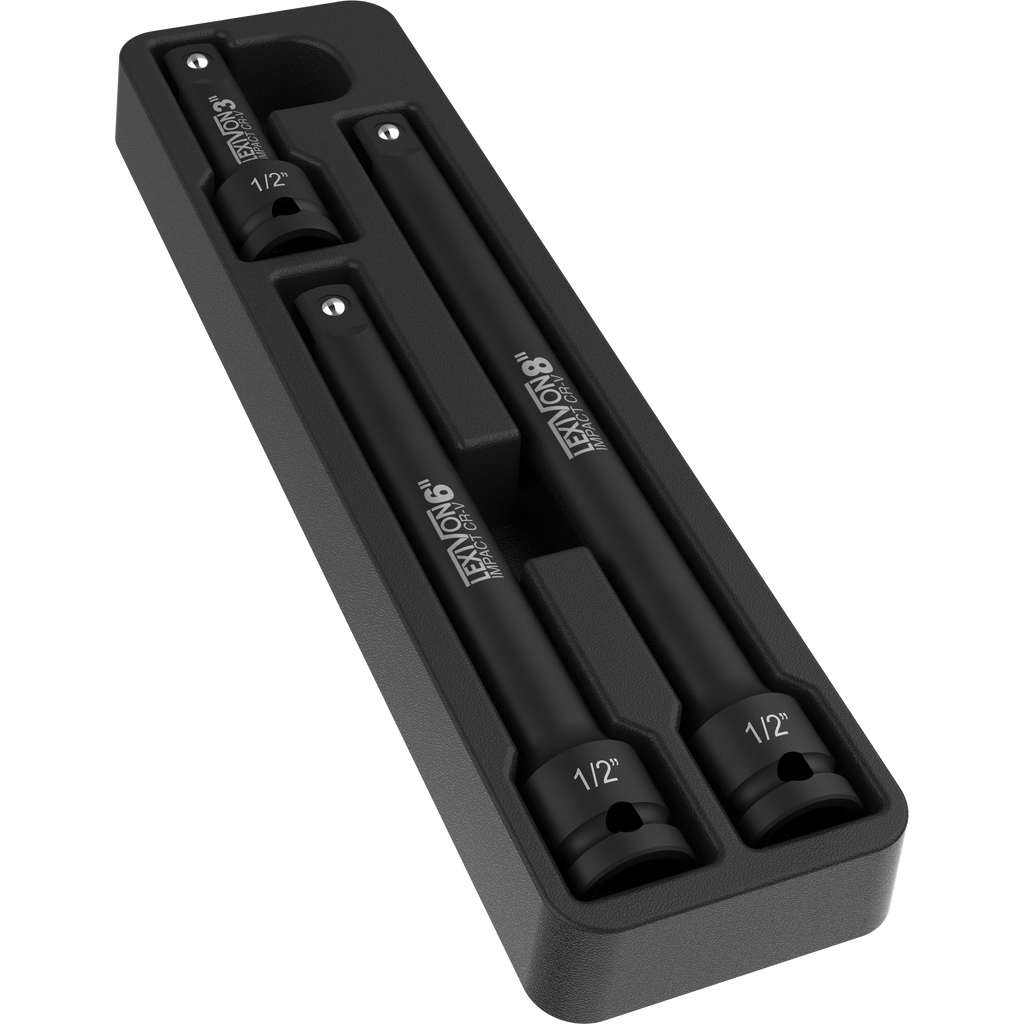 Impact Driver Extension Bar Set, 1/2" Drive | Hardened and Heat Treated Chrome Vanadium Steel | 3-Piece Set 3, 6, and 8 Inch Long (LX-115)