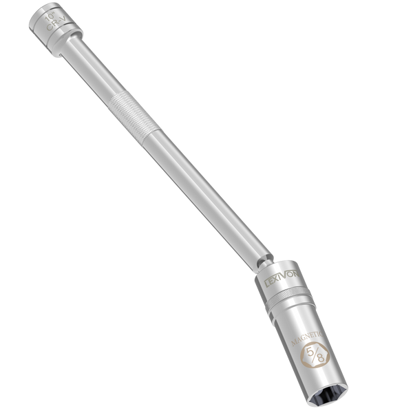 5/8" Swivel Magnetic Spark Plug Socket, 3/8" Drive x 10" Total Length | Enhanced Magnetic Design With Thin Wall Socket, Cr-v Steel (LX-122)