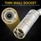 5/8" Swivel Magnetic Spark Plug Socket, 3/8" Drive x 10" Total Length | Enhanced Magnetic Design With Thin Wall Socket, Cr-v Steel (LX-122)