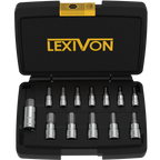 HEX Bit Socket Set, Premium S2 Alloy Steel | 13-Piece SAE 5/64" - 9/16" Set | Enhanced Storage Case (LX-142)