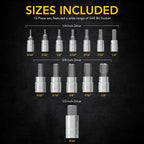 HEX Bit Socket Set, Premium S2 Alloy Steel | 13-Piece SAE 5/64" - 9/16" Set | Enhanced Storage Case (LX-142)
