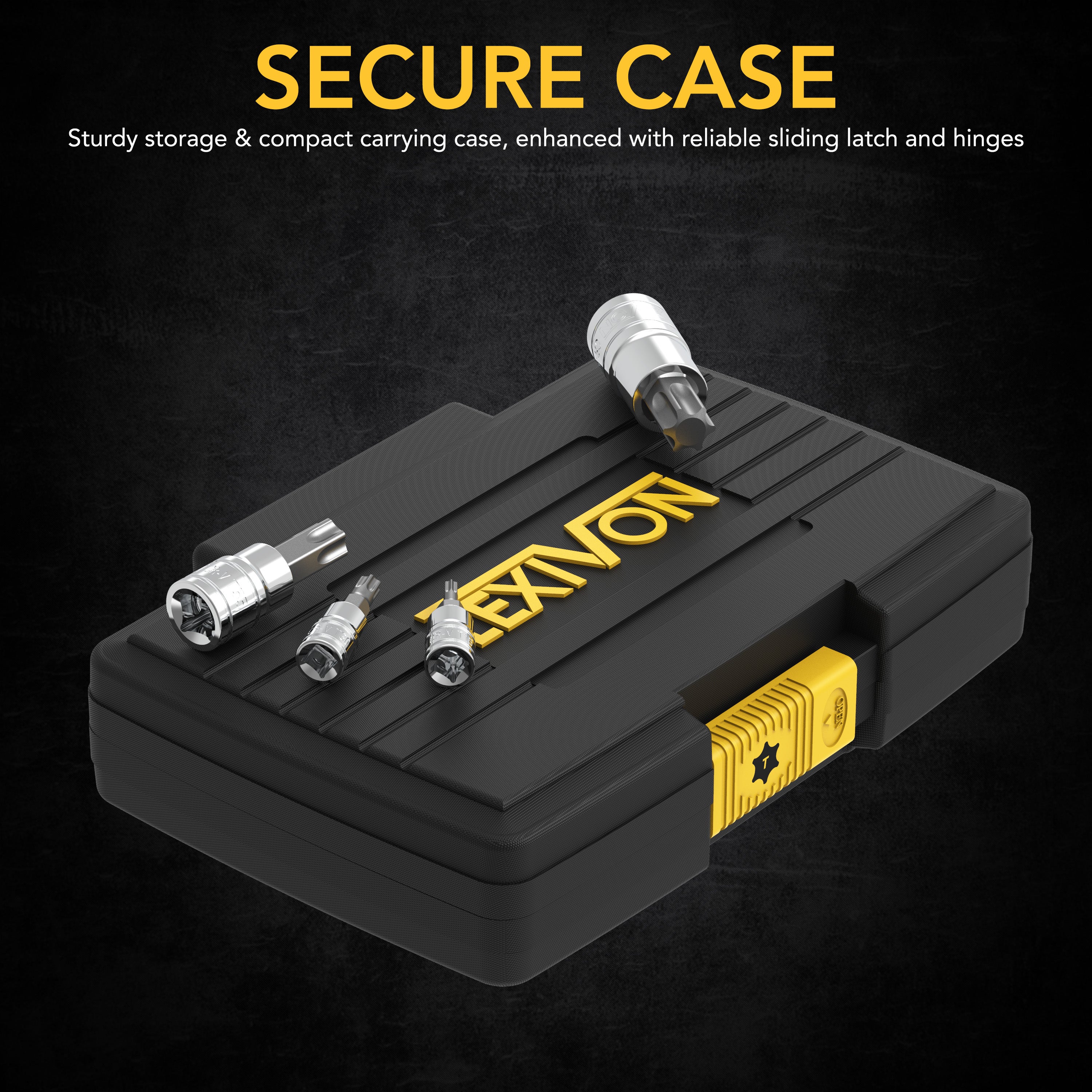 LX-143 storage case with sockets resting on its lid
