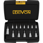LEXIVON Torx Bit Socket Set, Premium S2 Alloy Steel | 13-Piece Star T8 - T60 Set | Enhanced Storage Case (LX-143)