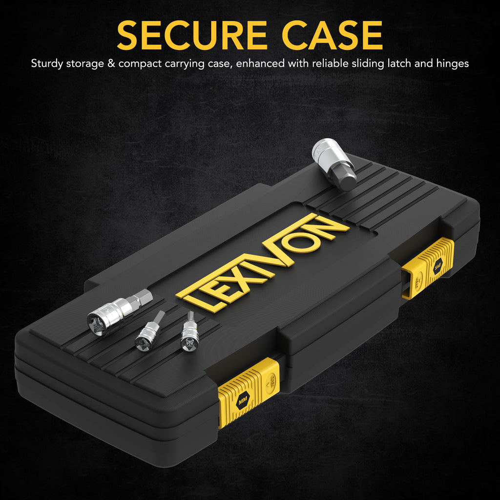 LEXIVON Master HEX Bit Socket Set, Premium S2 Alloy Steel | Complete 32-Piece, SAE and Metric Set | Enhanced Storage Case (LX-144)