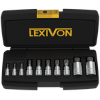 XZN Triple Square Spline Bit Socket Set, Premium S2 Alloy Steel | 10-Piece European Style M4 - M18 Set | Enhanced Storage Case (LX-145)