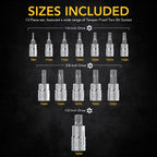 Tamper Proof Torx Bit Socket Set, Premium S2 Alloy Steel | 13-Piece Security Star T8 - T60 Set | Enhanced Storage Case (LX-146)