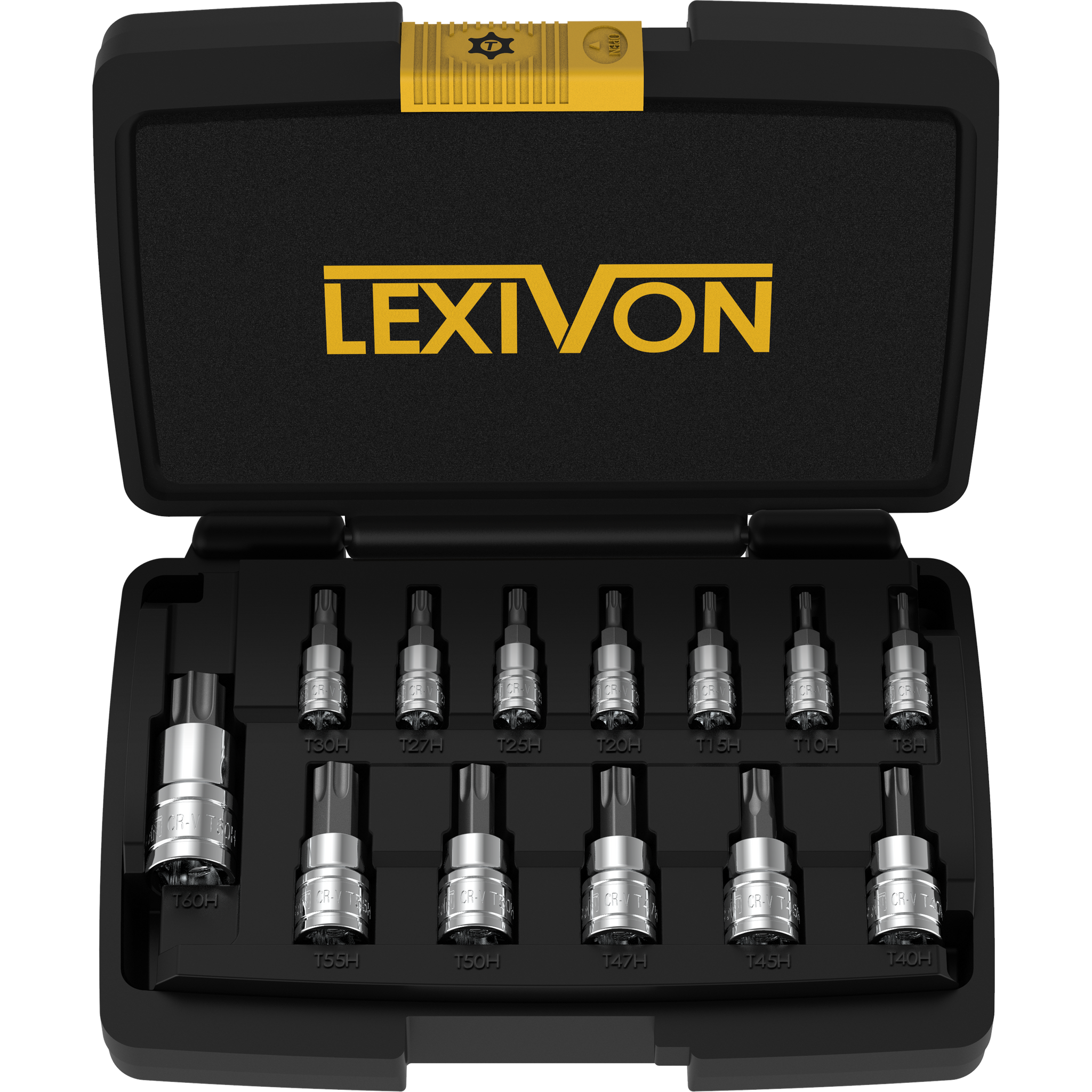 13pc Master Torx Socket Set 1/2 1/4 3/8 Drive T8-T70 - S2 & Cr-V Steel W/ Storage Case