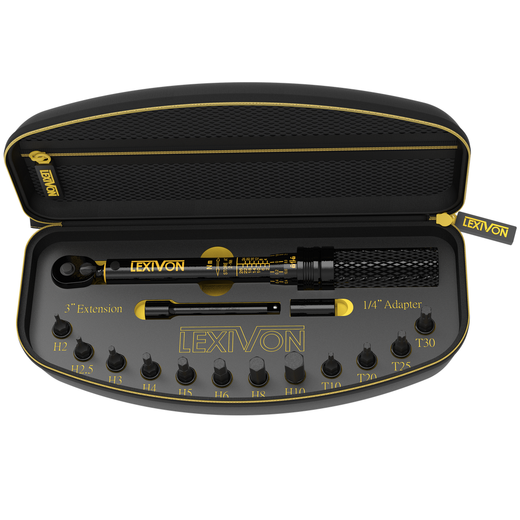 lexivon drehmomentschlüssel fahrrad Bike Torque Wrench 1/4-Inch Dr. 15-Piece Kit