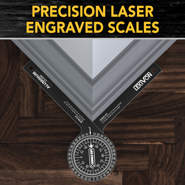 Aluminum Miter Saw Protractor | 7-Inch Rust Proof Angle Finder Featuring Precision Laser Engraved Scales (LX-230)
