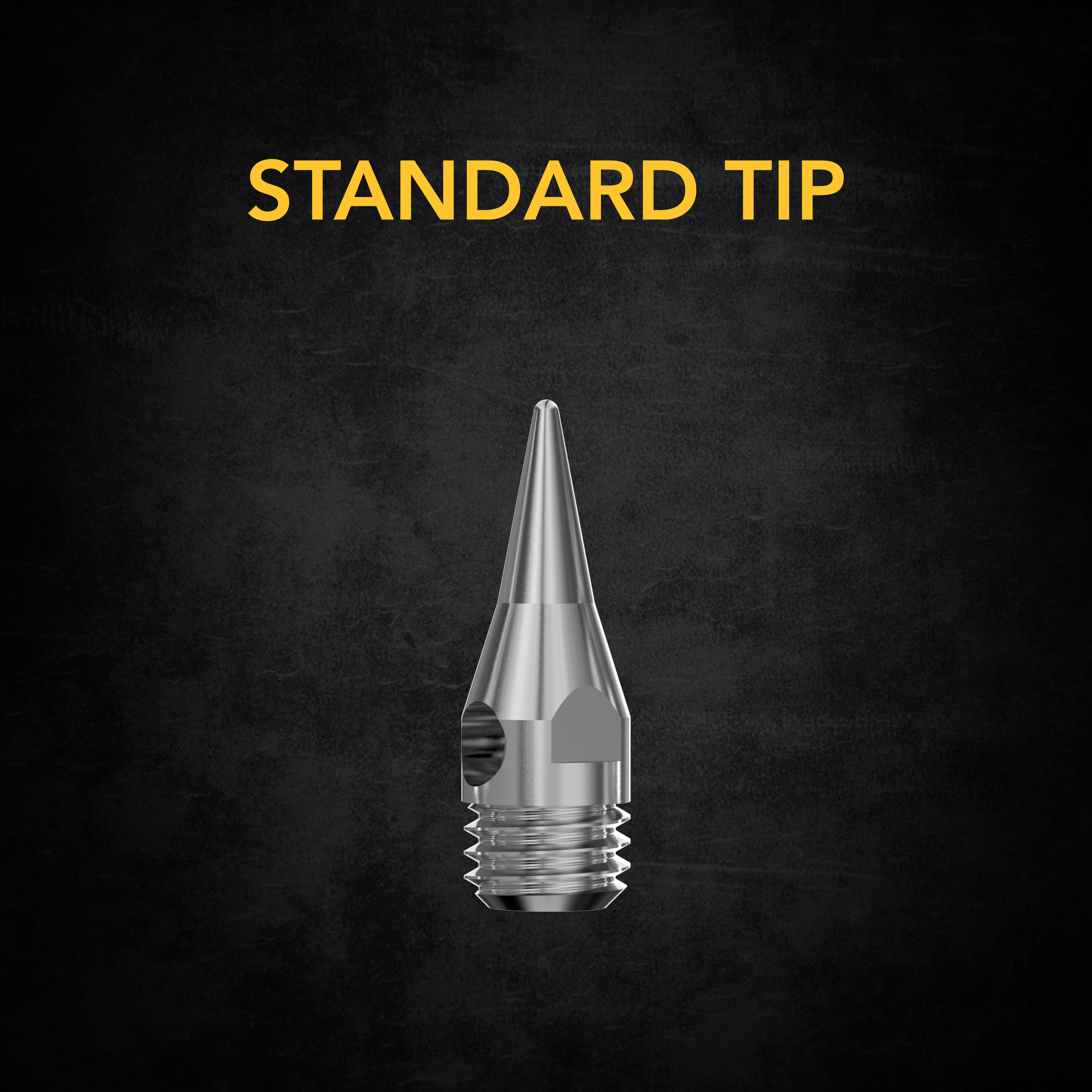 Complete standard soldering tip with threaded mounting base